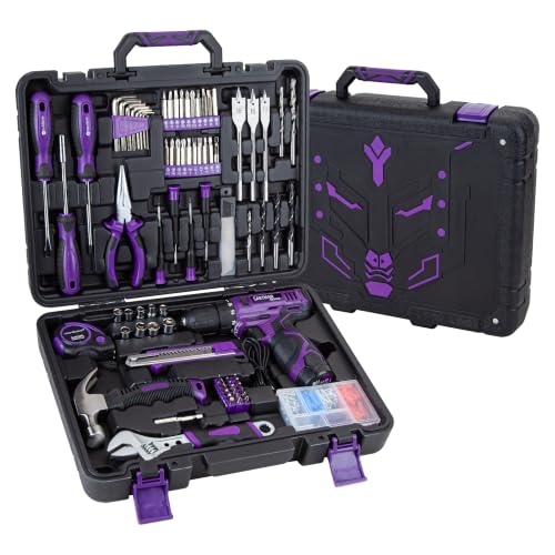 CARTMAN Purple 198-Piece 12V Cordless Drill Tool Combo Set