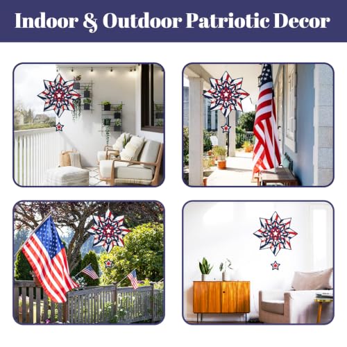 Patriotic Wind Spinner, Red White Blue Star Kinetic Wind Sculpture - color: Star