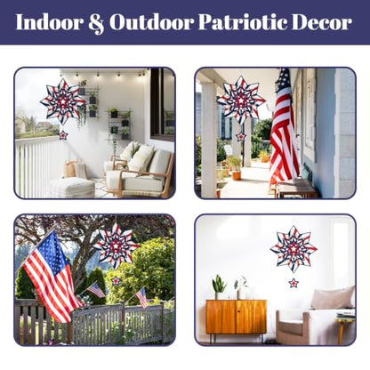 Patriotic Wind Spinner, Red White Blue Star Kinetic Wind Sculpture - color: Star