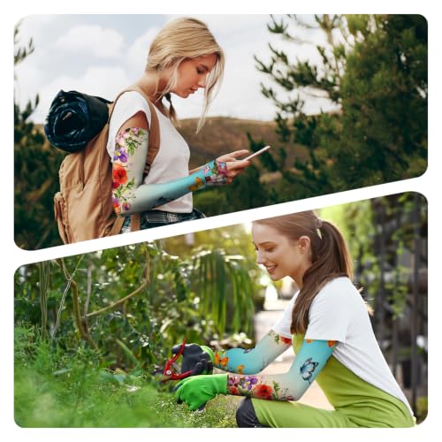 YPHCDO Gardening Sleeves for Women Sun Protection Cooling Arm Sleeves - color: Blue Purple