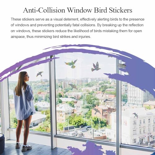 Anti Collision Window Bird Stickers Decals Glass Door Protect and Save Bird Strikes (Reflective) - color: Reflective
