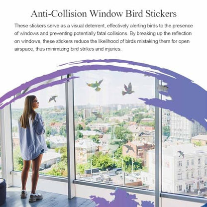 Anti Collision Window Bird Stickers Decals Glass Door Protect and Save Bird Strikes (Reflective) - color: Reflective
