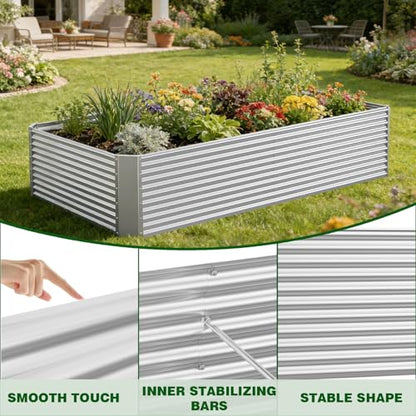 Galvanized Steel Raised Garden Bed, Extra Large Outdoor Planter Box for Vegetables & Herbs, Rust-Resistant and Easy to Clean DIY Garden Box (3, 6×3) - size: 6×3