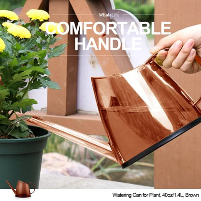 Small Indoor Plant Watering Can Long Spout 1.4L Brown - color: Brown