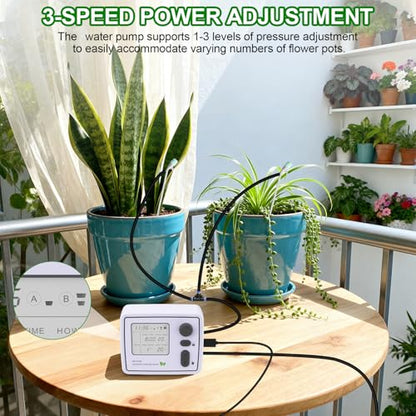 BZONE Dual Channel Automatic Watering System, Timer Drip Irrigation Kit - color: Black