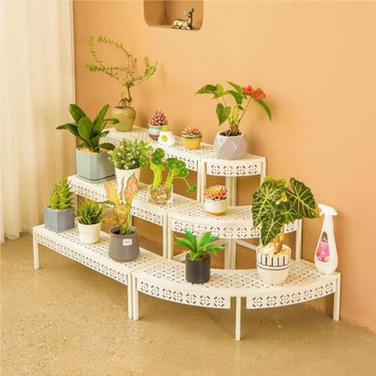 aboxoo 3-Tier Rectangular Metal Plant Stand, Ladder Flower Pot Rack - color: White, size: 27.5"L x 23.6"W x 23.6"H