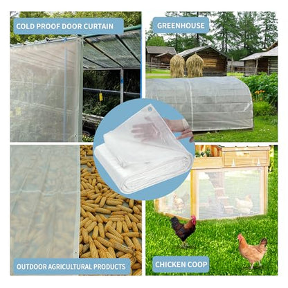 TARPAL 3'x3'（5pack） Semi Clear Tarp with Grommets Greenhouse Cover 7.5mil - color: Semi Clear White, size: 3x3ft(5pack)-Finished size