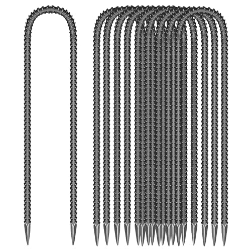 10 Pieces 16-Inch Garden Ground Stakes Galvanized Steel U Shape Hook Rebar Stake - Heavy Duty Ground Anchors for Tents, Position Kits,Fences, and Trampolines - color: U-16'' 8mm 10pcs BK