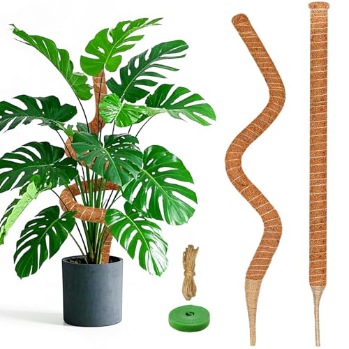 2 Pack 48'' Moss Pole for Monstera, Bendable Coco Coir Plant Support Stakes - size: 2 Pack ( 48-Inch)