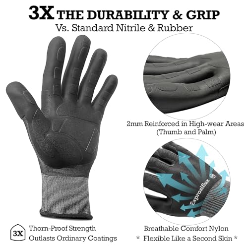 2 Pairs Non Slip TPE Gardening Gloves, Black, M - color: Black-2pairs