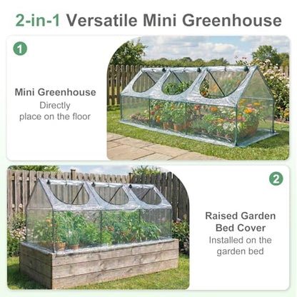 Aoodor 9 x 3 x 3 ft Mini Greenhouse - color: Transparent, size: 9 x 3 x 3 ft