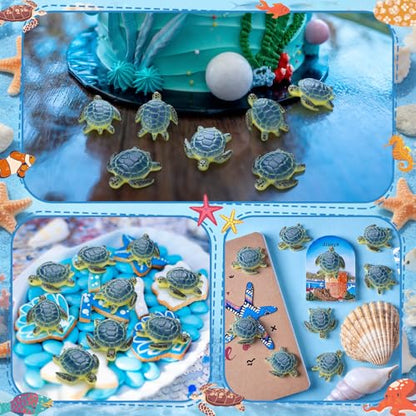 Yerliker 50 Pcs 100 Pcs Mini Sea Turtle Figurines Sea Animals, Blue - color: Blue
