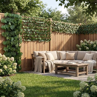 Expandable Privacy Fence, Grape Leaves, 120 x 22 in - color: Grape Leaves