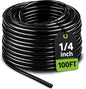 Bonviee 100FT 1/4” Drip Irrigation Tubing, 0.17” ID x 0.25” OD, Black - size: 100FT
