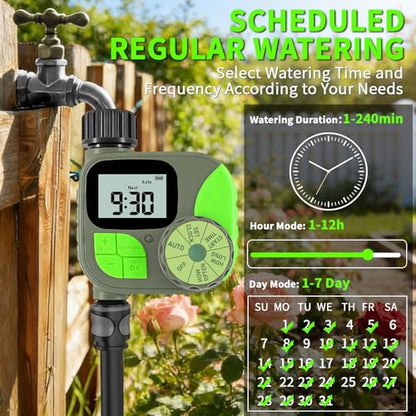 Sprinkler Timer for Garden Hose - Irrigation Timer for Outdoor Faucet, Automatic Programmable Watering Irrigation with Rain Delay/Manual Mode, Watering System Drip Irrigation for Yard Lawn Pool