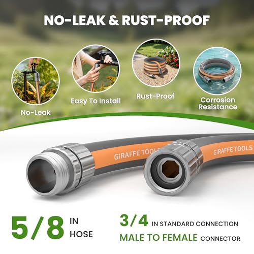 Giraffe Tools 75FT Garden Hose Lay Flat Lightweight Flexible Water Hose - size: 75FT