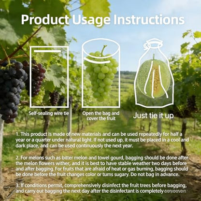 15 Pack Tomato Protection Bags Fruit Netting Bags with Drawstring
