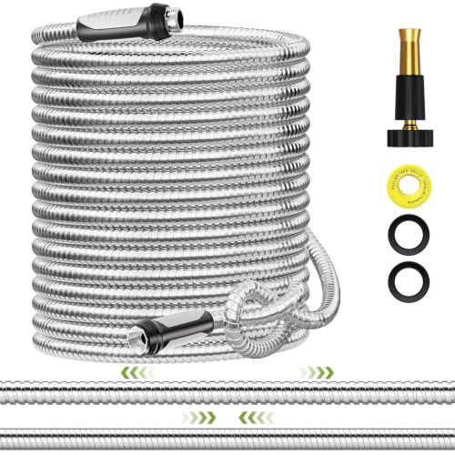 SPECILITE Expandable Metal Garden Water Hose 100 FT with Adjustable Nozzle - size: 100FT