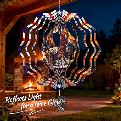 250th Anniversary American Eagle Flag 12 Inch Wind Spinner - size: American Eagle