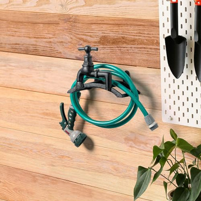 MyGift Brown Cast Iron Wall Mounted Garden Hose Holder, Spigot Design - style: Spigot Design