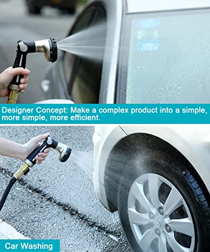 ESOW Garden Hose Nozzle Sprayer, Heavy Duty Metal, 8 Spray Patterns