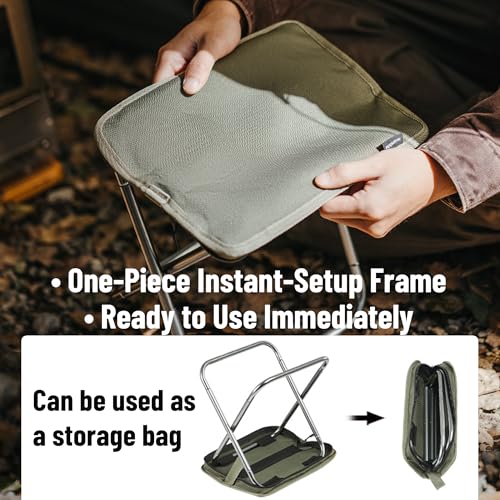 Naturehike 11in Ultralight Camping Collapsible Stool, Supports 390lbs - color: Green