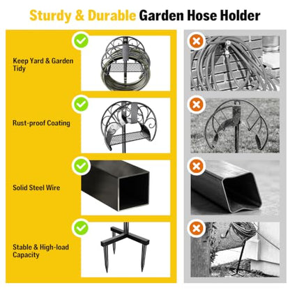 Garden Hose Holder with 50ft Kink Free Water Hose Kit