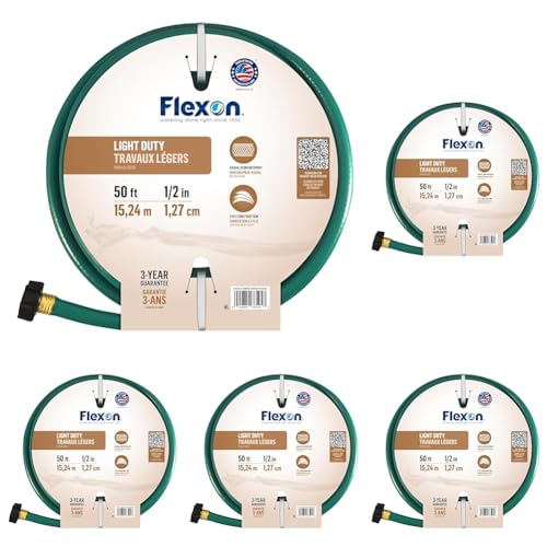Flexon 1/2-Inch by 50-Foot Reinforced Garden Hose FR1250,Green,(Pack of 5) - size: 50ft (Pack of 5), style: 1/2