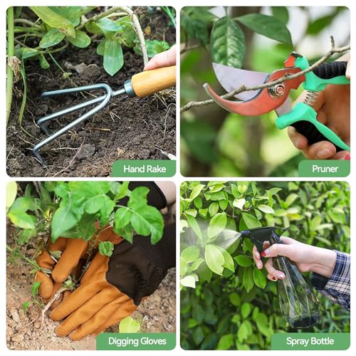 Grenebo 9-Piece Gardening Tools Set with Fashion Handbag, Purple - style: Purple