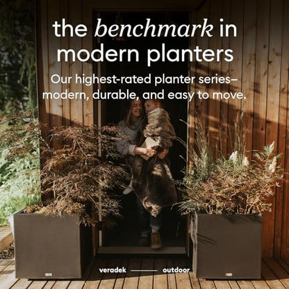 Veradek Block Series Cube Planter - Square Outdoor Planter - color: Black, size: Small