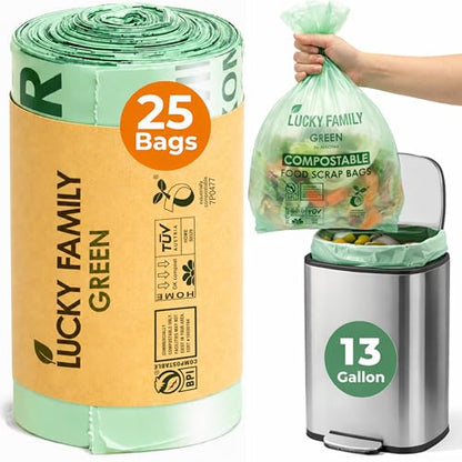 13 Gallon Drawstring Compost Bags for Kitchen Compost Bin, Compostable - color: 13 Gallon Drawstring, 25 count