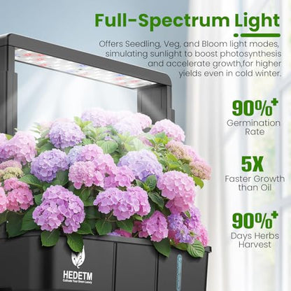 15 Pods Hydroponics Growing System Indoor Garden with LED Grow Light