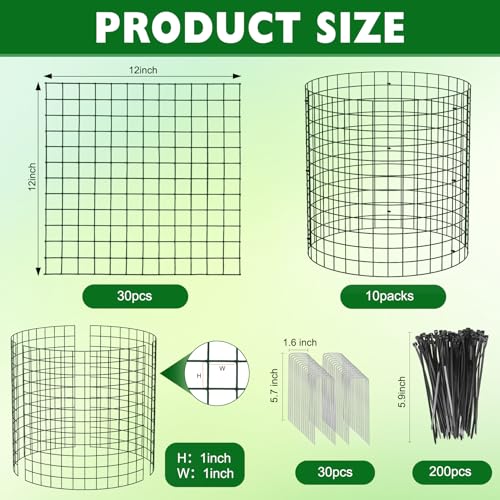 Unves 10 Set Plant Protectors from Animals, 12" x 12" Wire Plant Cages