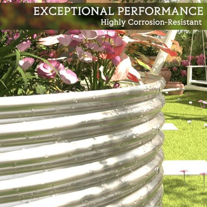 2 Pack Tall 8x4FT Corrugated Galvanized Steel Raised Garden Bed Outdoor, Oval Raised Beds for Gardening, Metal Above Ground Garden Bed for Vegetables and Flowers - size: 8x4FTx16inch