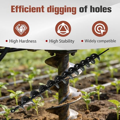 2 x 24 Inch Auger Drill Bit for Planting Plant Bulb, 2 Inch Diameter, Fits 3/8 Inch Hex Drive Drill