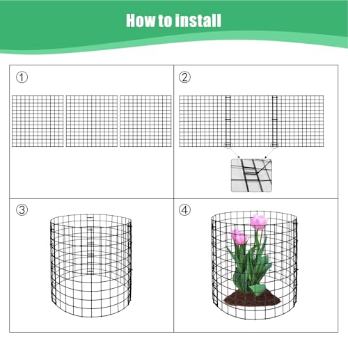 Eunika 18 Pcs Round Plant Protector from Animals, 6 Pack 12" x 12" - color: Black-18pcs