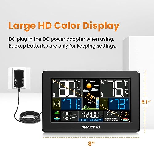 SMARTRO Weather Station Wireless Indoor Outdoor Thermometer for Home