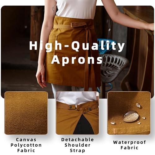 Waist Apron for Men Server Bistro Half 4251BY - color: Ginger, size: 3 Pack