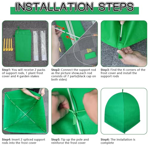 2 Pack Winter Plant Covers for Freeze Protection, 28×28×33 Inch Shrub Tent - size: 28 x 28 x 33 Inches