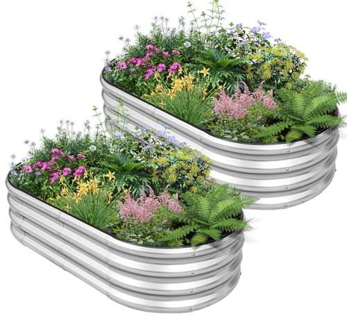 Galvanized Raised Garden Bed, 4x2x1ft, 2 Pack, Silver - color: Silver, size: 4×2×1ft (2 Packs)
