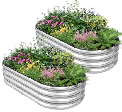 Galvanized Raised Garden Bed, 4x2x1ft, 2 Pack, Silver - color: Silver, size: 4×2×1ft (2 Packs)