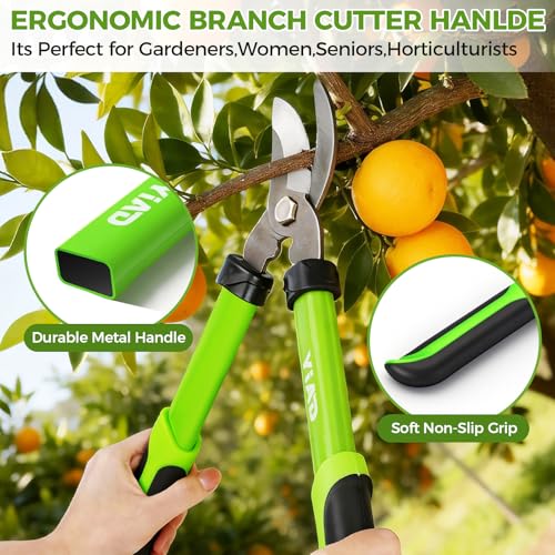 Pruning Shears and Garden Loppers 2pc Set, 15" Branch Cutter