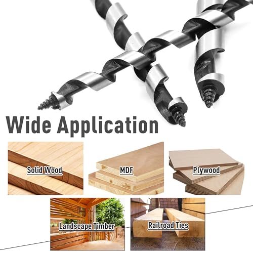 5/16 Inch x 6 Inch Long Ship Auger Drill Bit Set for Wood - size: 5/16"x6"