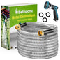 Beitopamz 100 ft Stainless Steel Metal Garden Hose with Nozzle - size: 100 ft