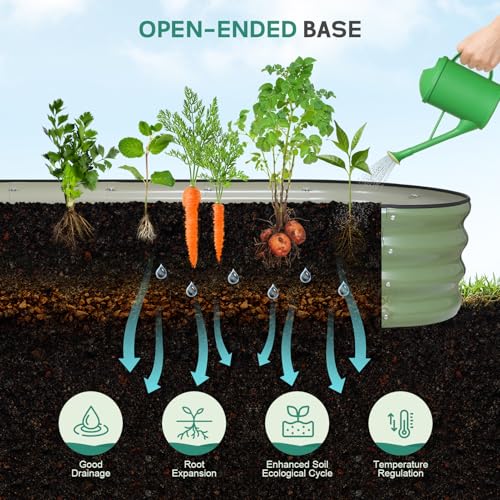 Galvanized Raised Garden Bed Outdoor, 8x2x1ft, Olive Green - color: Olive Green, size: 8×2×1ft (1 Pack)