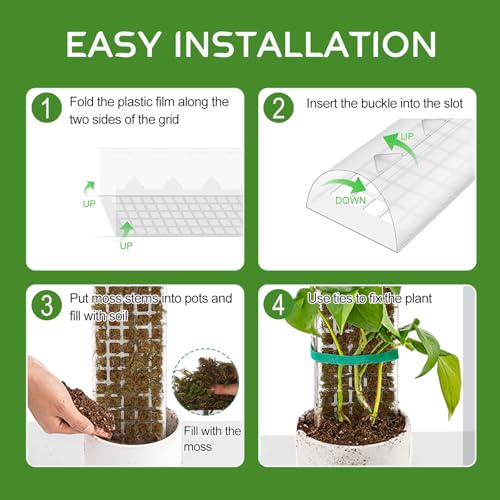 Plastic Moss Pole for Monstera and Climbing Plants, 24-Inch, 4-Pack