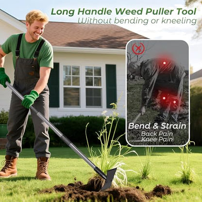 Walensee 2-in-1 Weed Puller Tool and Garden Hoe, Long Handle Weed Rake