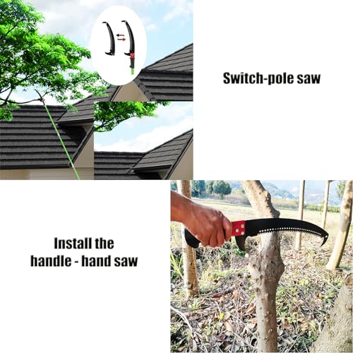 Hand Pruning Saw RazorTOOTH，Extension Pole Tree Trimmer Saw Attachment（Head） ， Curved Blade Hand Saw，Can Cut Branches With a Diameter Of 7 Inches.23.4in With handle - size: 23.4in With handle