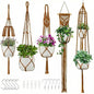Macrame Plant Hangers 5Pack, Handmade Cotton Rope Hanging Planters - color: Caramel