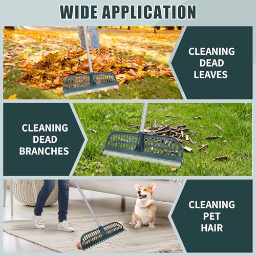 2 in 1 Artificial Turf Rake, 32-61" Turf Brush Broom for Artificial Grass